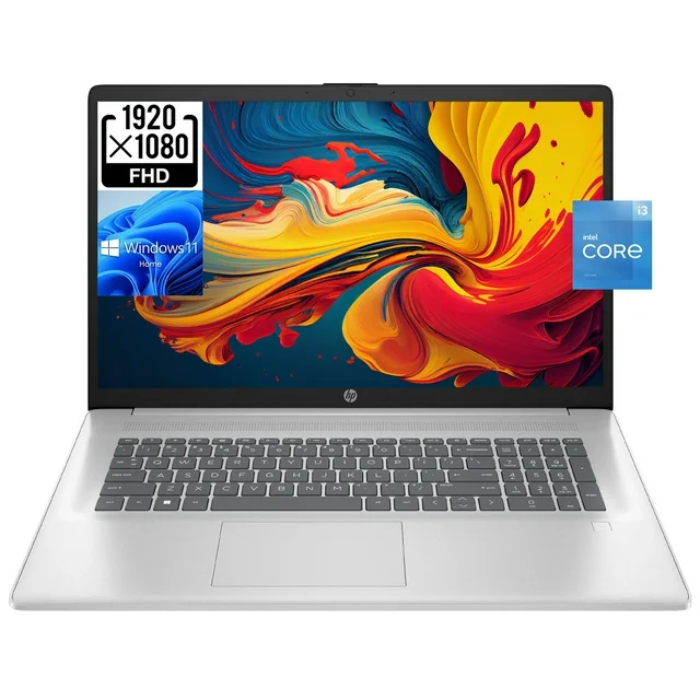 HP 17 17.3" FHD IPS Business Laptop Computer, Intel Core i3-N305, 16GB RAM, 512GB PCIe SSD, Long Battery Life, Wi-Fi 6, Bt 5.3, HDMI, Windows 11 Home, Natural Silver